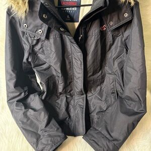 Hollister Blue Ski Jacket with Faux Fur Trim